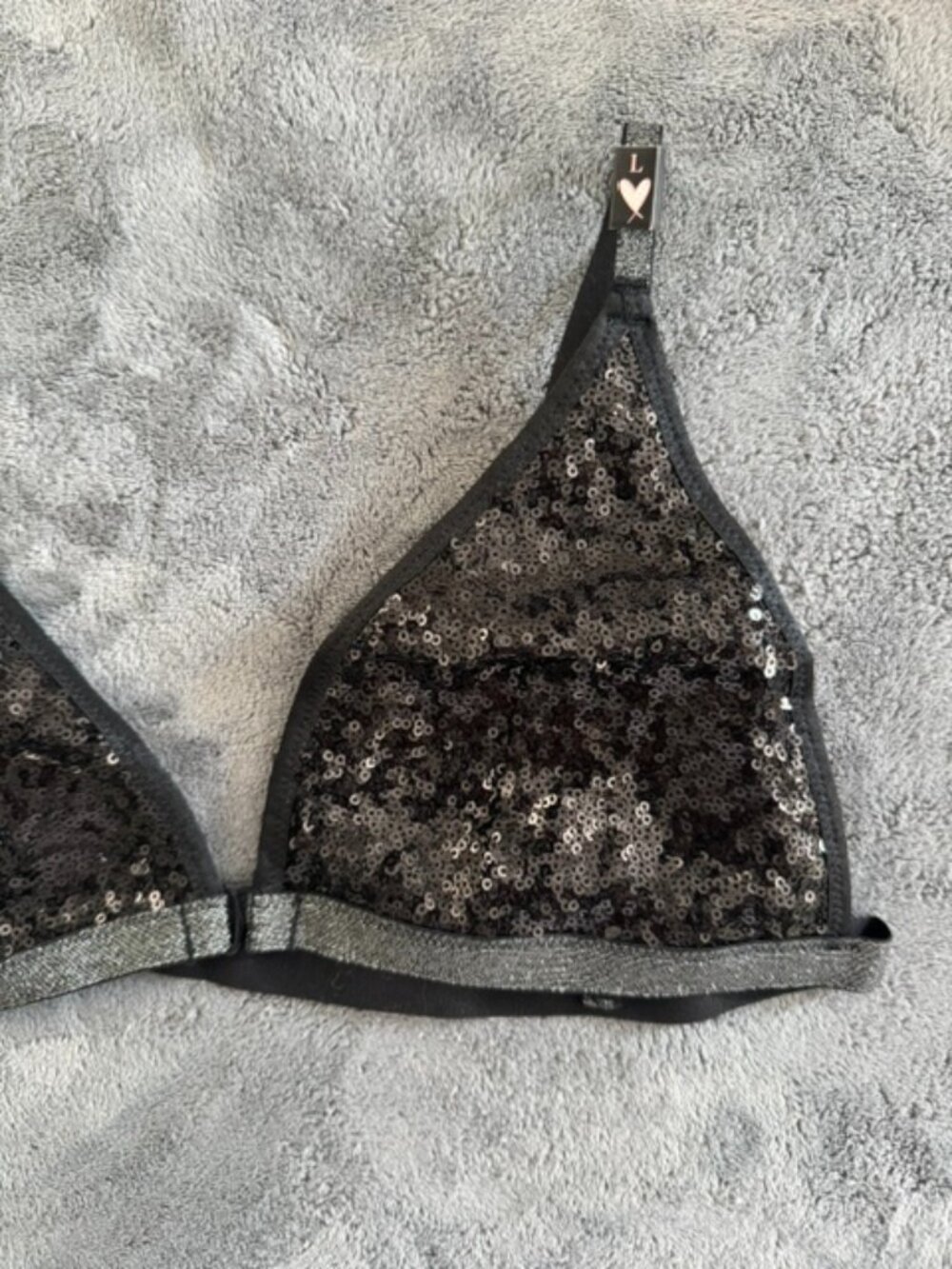 VICTORIA SECRET BLACK SEQUIN BRALETTE - SIZE L